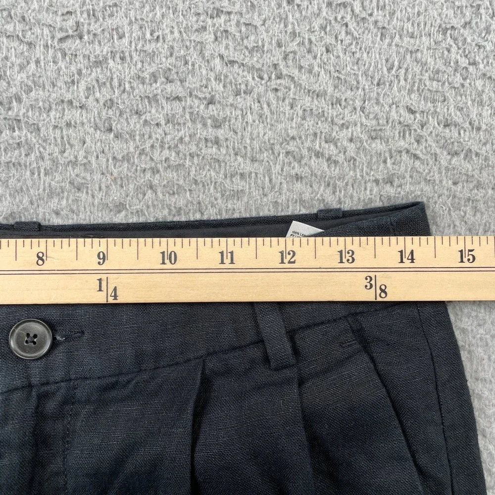 Banana Republic Pants Women 2 Black Linen Wide Leg Pleated Trousers Career